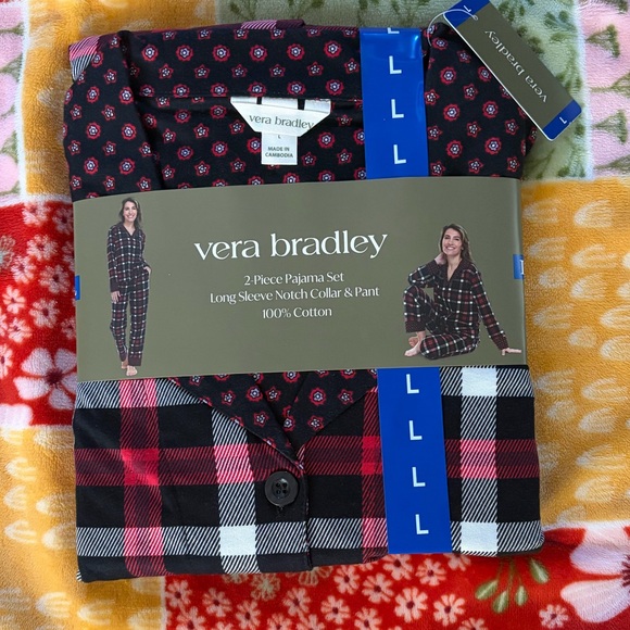 ❤️Vera Bradley Red and Black Plaid Women’s Pajama Set .100%Cotton ,Size L NWT - Picture 3 of 9